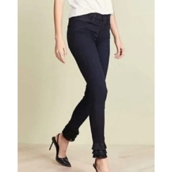 Frame Denim Le High Skinny High Rise Skinny Fit Jean Dark Blue Triple Fringe 30 - Picture 3 of 10